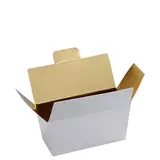 Ballotin chocolat carton blanc intérieur or 125g 9,8 x 4 x 5,4 cm - Ballotin chocolat vide - Lot de 25