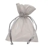 Pochette organza gris 12 x 17 cm - Paquet de 10
