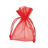 Pochette organza rouge 7,5 x 10 cm - Paquet de 10