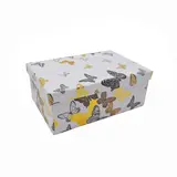 Boîte cadeau carton blanche motif papillons or / noir 18,5 x 12,5 x 7,5 cm - Boite cloche - Lot de 4
