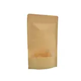 Sachet doypack avec fenêtre 500 ml 14 x 4 x 22 cm fermeture zip - Sachet stand up - Brun - Lot de 50