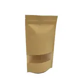 Sachet doypack avec fenêtre 750 ml 16 x 4 x 26 cm fermeture zip - Sachet stand up - Brun - Lot de 50