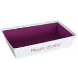 Corbeille carton rectangulaire Plaisir d'offrir 33 x 20 x 7,5 cm blanc / violet, paquet de 10