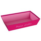 Corbeille carton rectangulaire Plaisir d'offrir 33 x 20 x 7,5 cm rose / hibiscus, paquet de 10