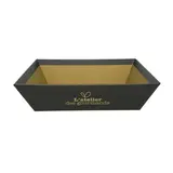 Corbeille carton carrée Épicerie fine 20 x 20 x 5 cm brun / noir, paquet de 10