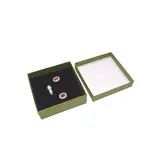 Écrin bijoux papier 7,5x7,5x3,5cm vert olive - boîte bijoux