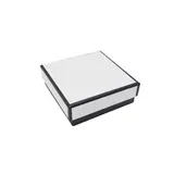 Boîte à bijoux carton 7,5 x 7,5 x 3,5 cm blanc liseré noir – écrin bijoux carton – Lot de 20