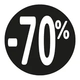 Etiquette Soldes -70% noir ø36mm - Sticker Soldes -70% - Paquet de 500