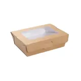 Boîte salade avec couvercle fenêtre 760 ml 16 x 12 x 5 cm carton kraft - Boîte salade à emporter - Lot de 50