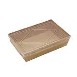 Boîte salade avec couvercle fenêtre 1600 ml 21 x 15,3 x 6 cm carton kraft - Boîte salade à emporter - Lot de 50