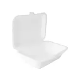 Boîte repas à emporter 655 ml fibre végétale - Boîte sandwich - Blanc - Lot de 50