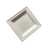 Assiette jetable carrée en fibre végétale biodégradable 20 x 20 x 2,05 cm - Blanc - Lot de 50
