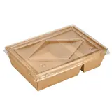 Boîte salade avec couvercle fenêtre 900 ml 17 x 13,5 x 4,5 cm carton kraft - Boîte salade à emporter - Lot de 50