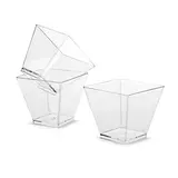 Verrine carrée plastique 58 ml 5 x 5 x 4,5 cm - Verrine pyrmaide - Verrine transparente - Lot de 50
