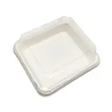 Saladier bagasse avec couvercle blanc 15,2 x 13,8 x 6 cm - Boîte salade - Lot de 50
