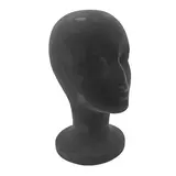 Tête mannequin femme polystyrène H 30 cm - Tête pour perruque, chapeau - Noir