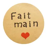 Étiquette adhésive Fait Main ø 35 mm kraft - Paquet de 600