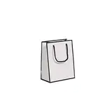 Sac papier luxe pelliculé blanc liseré noir 18 + 10 x H 22 cm - Sac cadeau - Paquet de 20