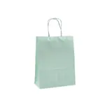Sac kraft vert pastel à poignées torsadées 16+8x22cm 120g/m² (x50)