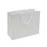 Sac papier luxe blanc mat à poignées cordelette 32,5 x 13 x 26 cm 190g/m² - Paquet de 20