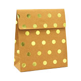 Pochettes cadeaux Pois - brun / or - moyen modèle