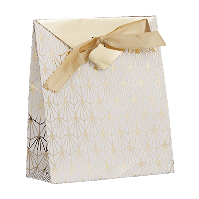 Pochettes cadeaux Art Déco - blanc / or - moyen modèle