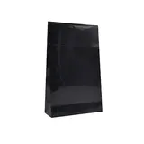 Pochette cadeau luxe noire brillante pelliculée, adhésive 14+5,5x23 cm – 170 g/m² – Paquet de 50