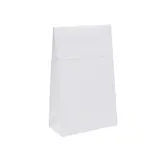 Pochette cadeau blanche mate pelliculée fermeture adhésive 14+5,5x23 cm – Paquet de 50