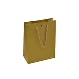 Sacs kraft Jaune moutarde avec poignées cordelières - 12+6 x15 cm