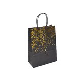 Sac kraft luxe brun / or et poignées torsadées – L 16 x P 8 x H 22 cm – Paquet de 20