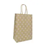 Sac cadeau kraft brun à pois blancs poignées torsadées 16 + 8 x 23 cm - Paquet de 100