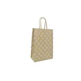 Sac cadeau kraft brun à pois blancs poignées torsadées 16 + 8 x 23 cm - Paquet de 100