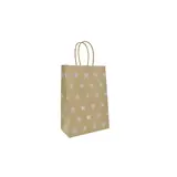 Sac cadeau kraft brun à étoiles blanches poignées torsadées 16 + 8 x 23 cm - Paquet de 100
