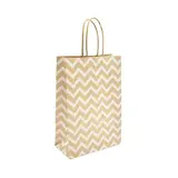 Sac cadeau kraft brun à chevrons blancs poignées torsadées 16 + 8 x 23 cm - Paquet de 100