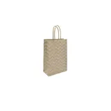 Sac cadeau kraft brun à chevrons blancs poignées torsadées 16 + 8 x 23 cm - Paquet de 100