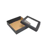 Boîte cadeau cloche carrée noire à couvercle transparent 22,5x22,5x6cm – Paquet de 10