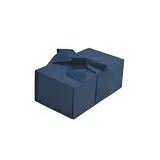 Boîte cadeau tissu avec noeud bleu marine mat 18 x 10 x 7 cm, paquet de 5