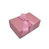 Boîte cadeau tissu avec noeud rose mat 23 x 16 x 9 cm, paquet de 5