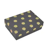 Boîte cadeau cloche rectangulaire noire à pois dorés 14,5x10x5cm – Paquet de 10