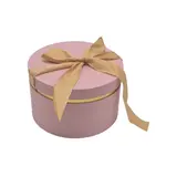 Boîtes rondes roses liseré or avec nœud 19,6x12 cm – Paquet de 2