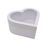 Boîte cœur en carton avec fenêtre, blanc avec liseré doré 28,5 x 26,3 x13 cm - Lot de 2