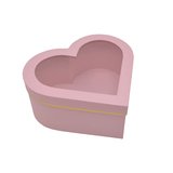 Boîtes cœur roses liseré or à fenêtre 23,5x21,5x10 cm – Paquet de 2