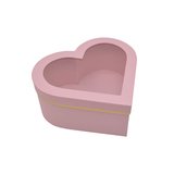 Boîtes cœur roses liseré or à fenêtre 26+24x11,5 cm – Paquet de 2