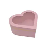 Boîtes cœur roses liseré or à fenêtre 26+24x11,5 cm – Paquet de 2