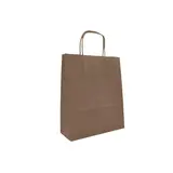 Sac kraft chocolat poignées torsadées brunes 24+12x31 cm – Paquet de 50