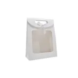 Pochette cadeau blanche à velcro avec fenêtre 14 x 7 x 20 cm - Lot de 20