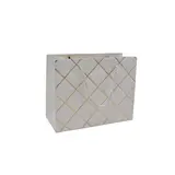 Sacs pelliculés blancs embossés carreaux or poignées cordelette 15+7x12 cm 210g/m² – Paquet de 20