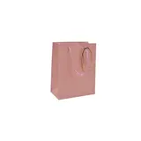 Sacs pelliculés rose mat poignées cordelette 12+7x15 cm 210g/m² – Paquet de 20