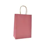 Sac kraft vieux rose poignées torsadées brunes 16x8x22cm – Paquet de 100