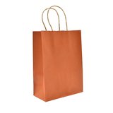 Sacs kraft orange poignées torsadées brunes 22x11x27cm – Paquet de 100